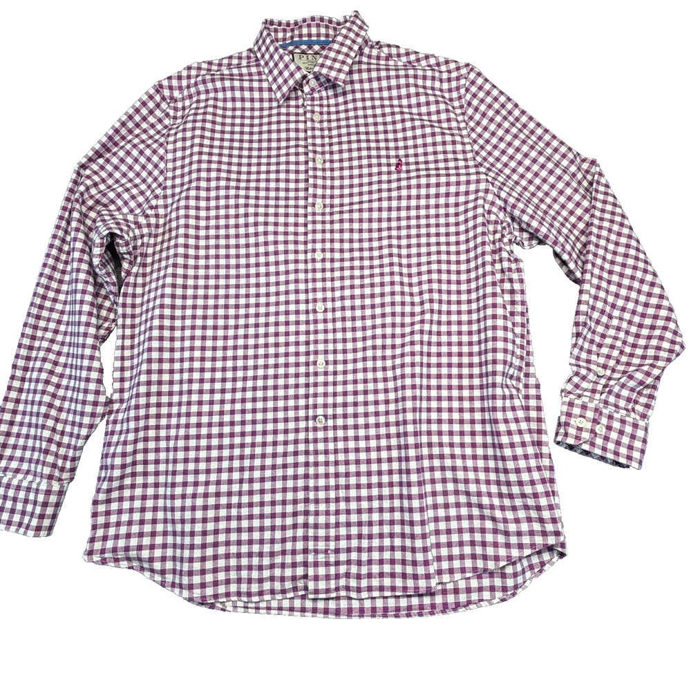 Thomas Pink Casual Collection Classic Fit Shirt XXL Purple Gingham Check